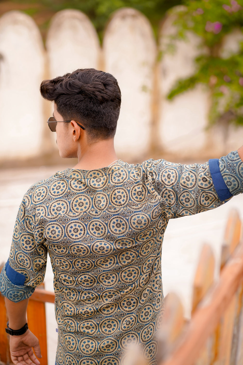 MALE CHINESE COLLAR FULL SLEEVES CONTRAST COFF