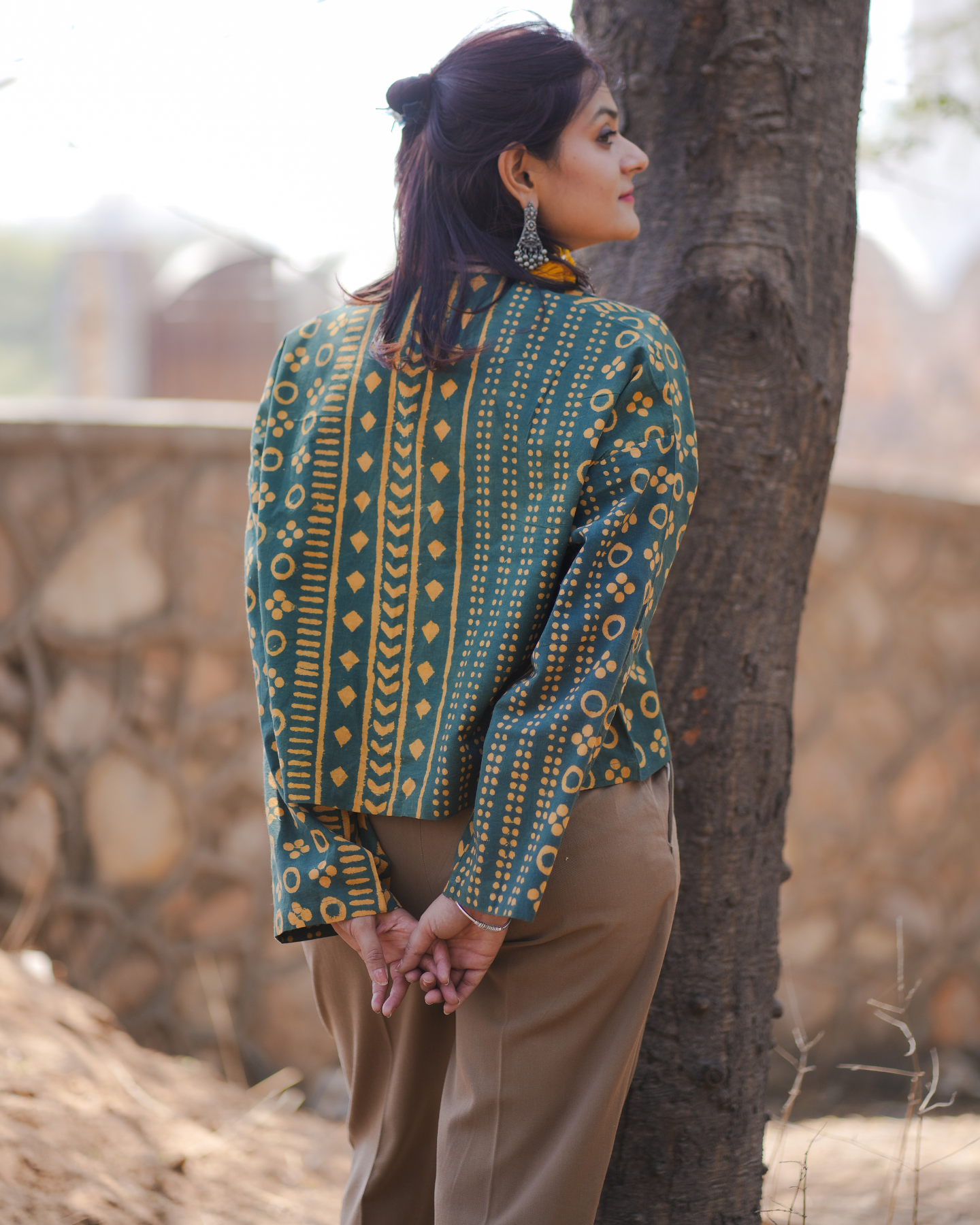 LOST IN THE FOLIAGE HAND BLOCK PRINTED KIMONO WITH TASSELS