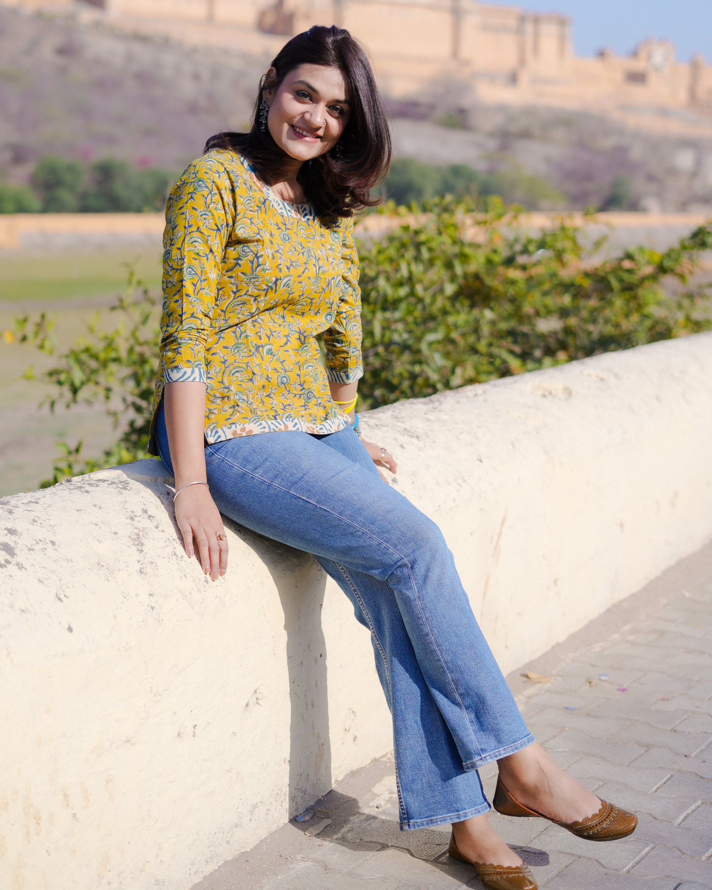 LILY IN THE SUN HAND BLOCK PRINTED TOP WITH SIDE SLITS