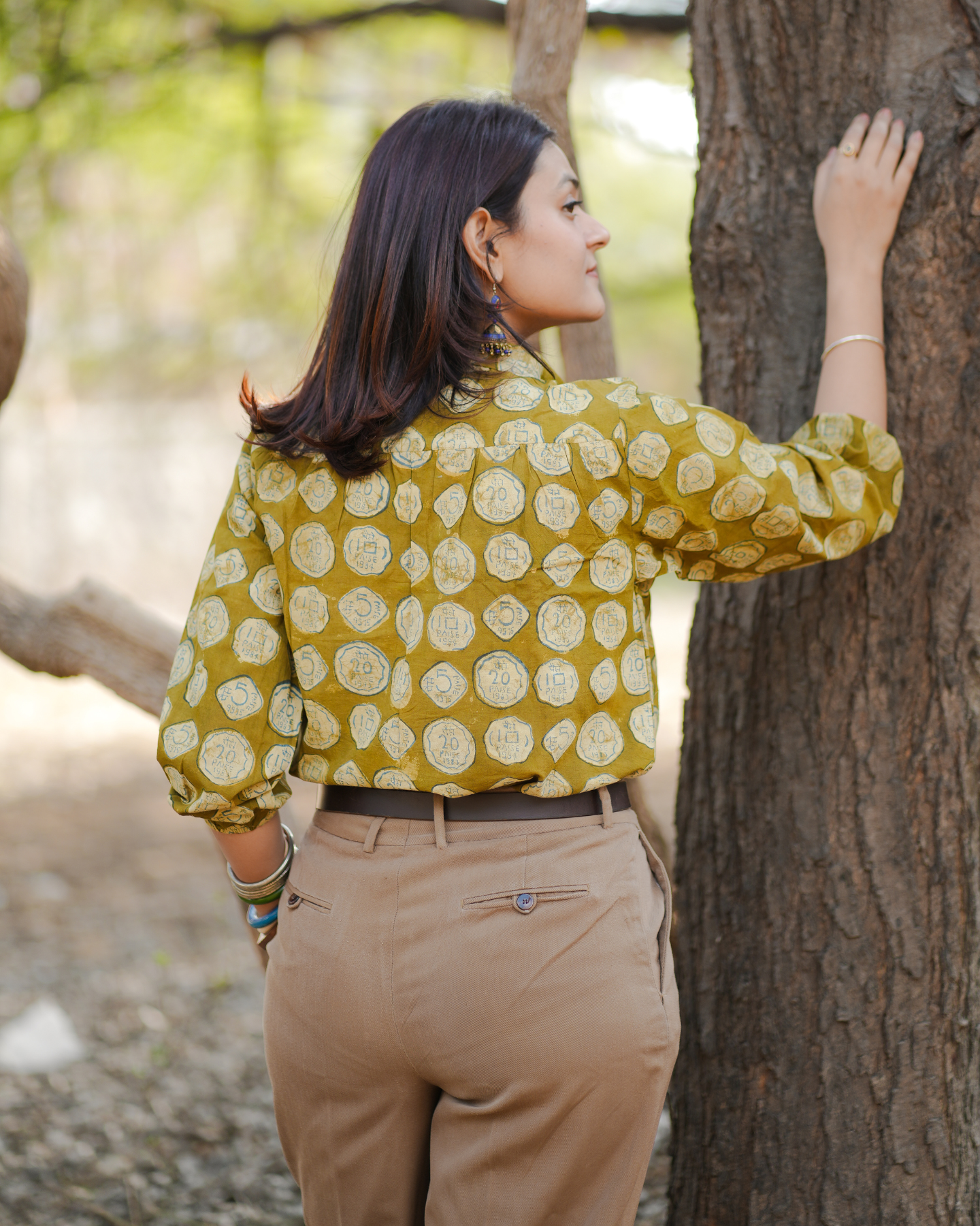 MONEY PLANT HAND BLOCK PRINTED TOP