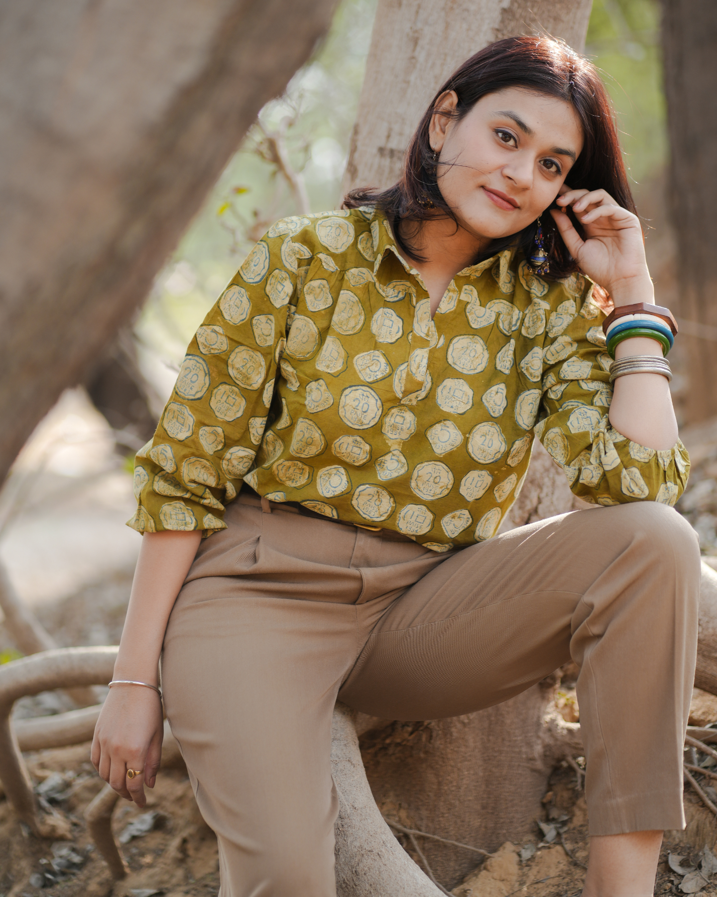 MONEY PLANT HAND BLOCK PRINTED TOP