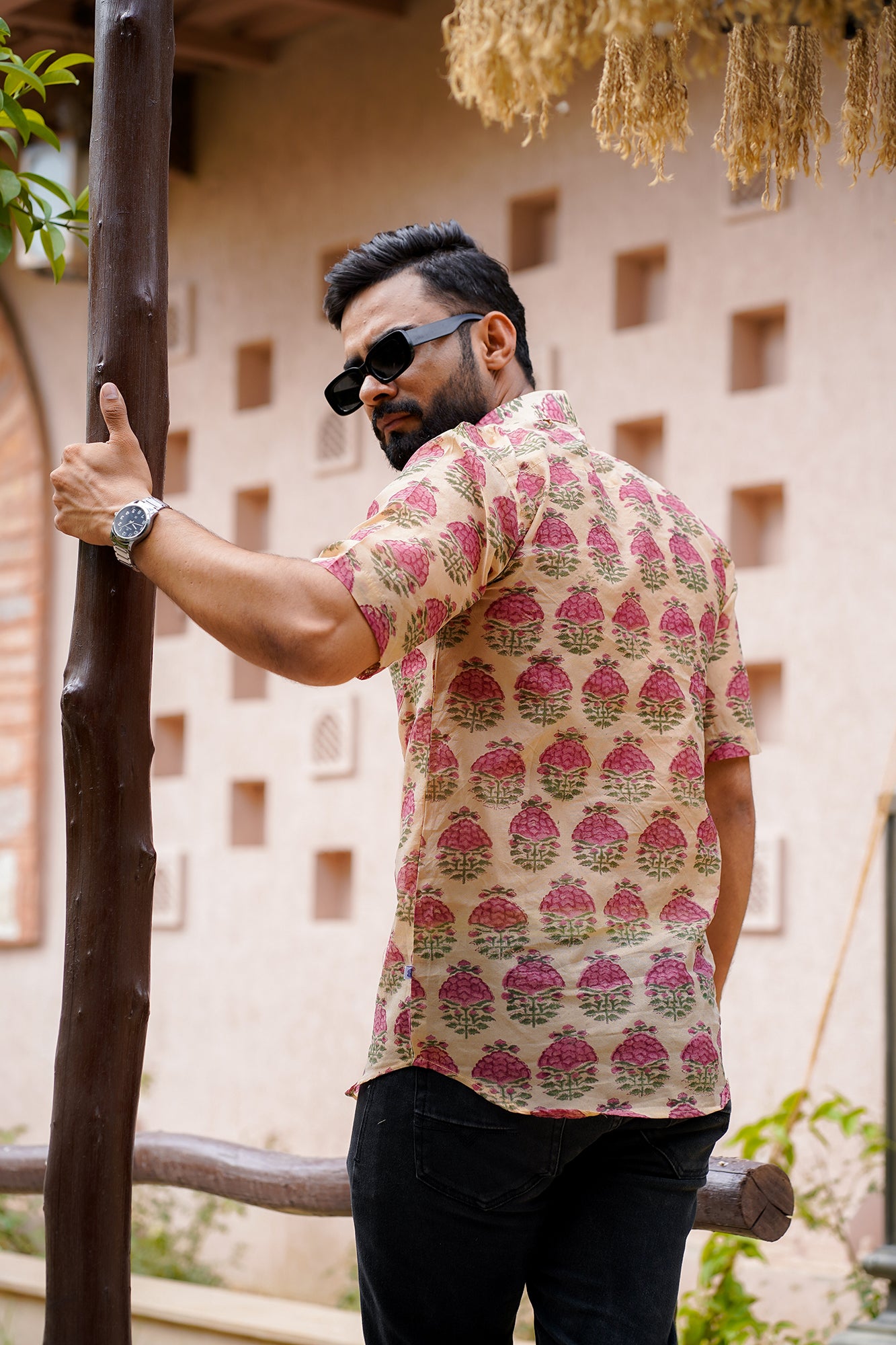 Hand Block Printed Chanderi Men Shirt