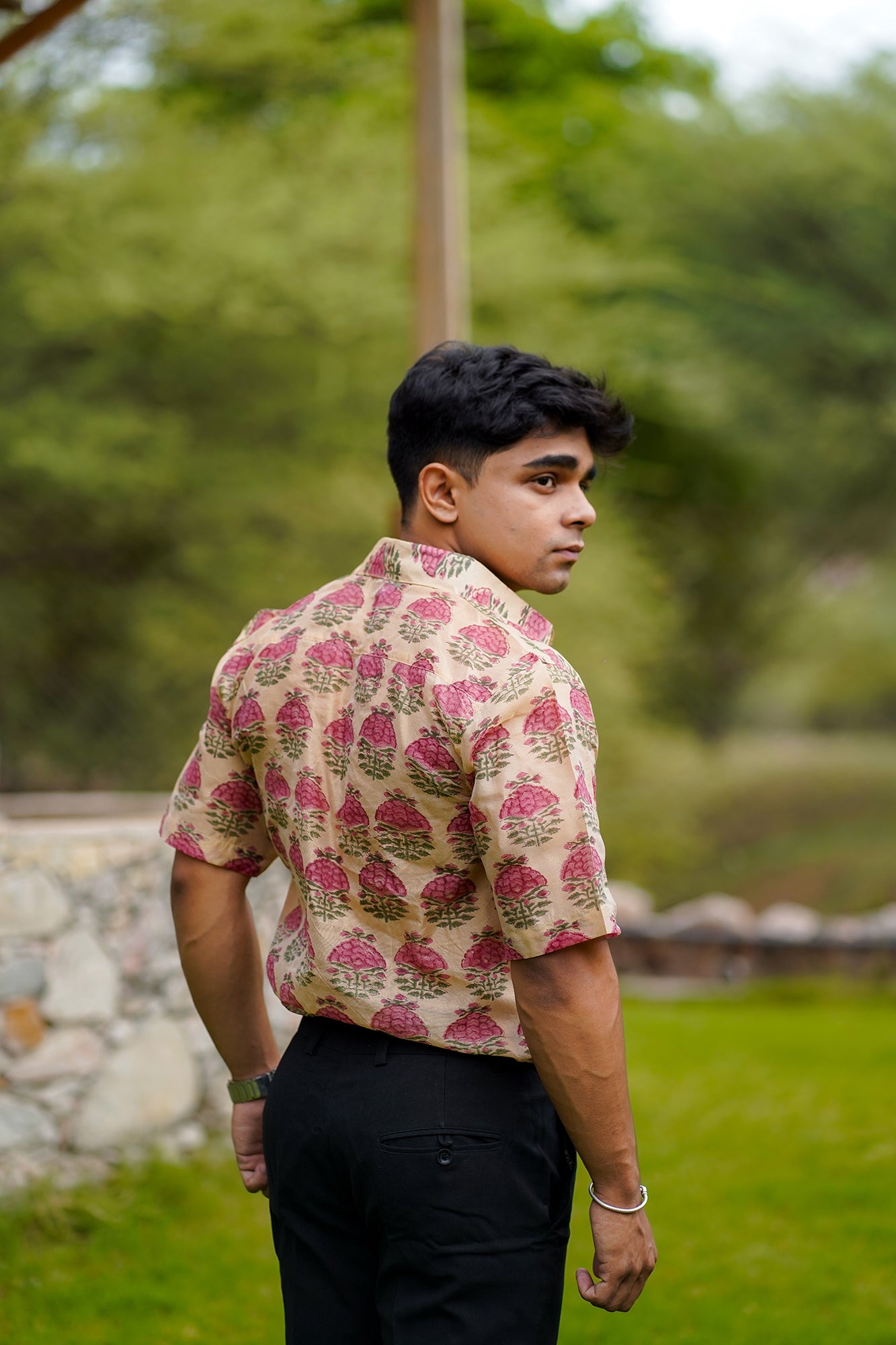 Hand Block Printed Chanderi Men Shirt