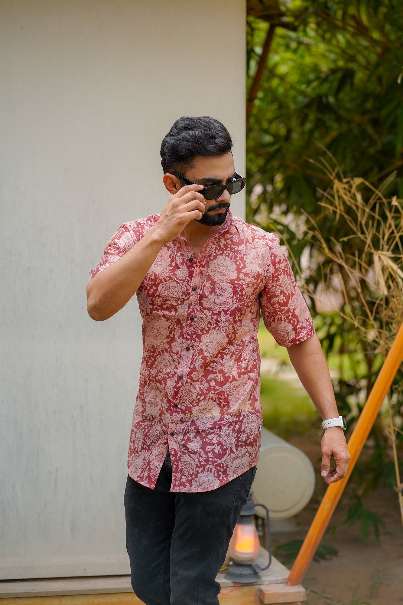 Hand Block Printed Chanderi Men Shirt