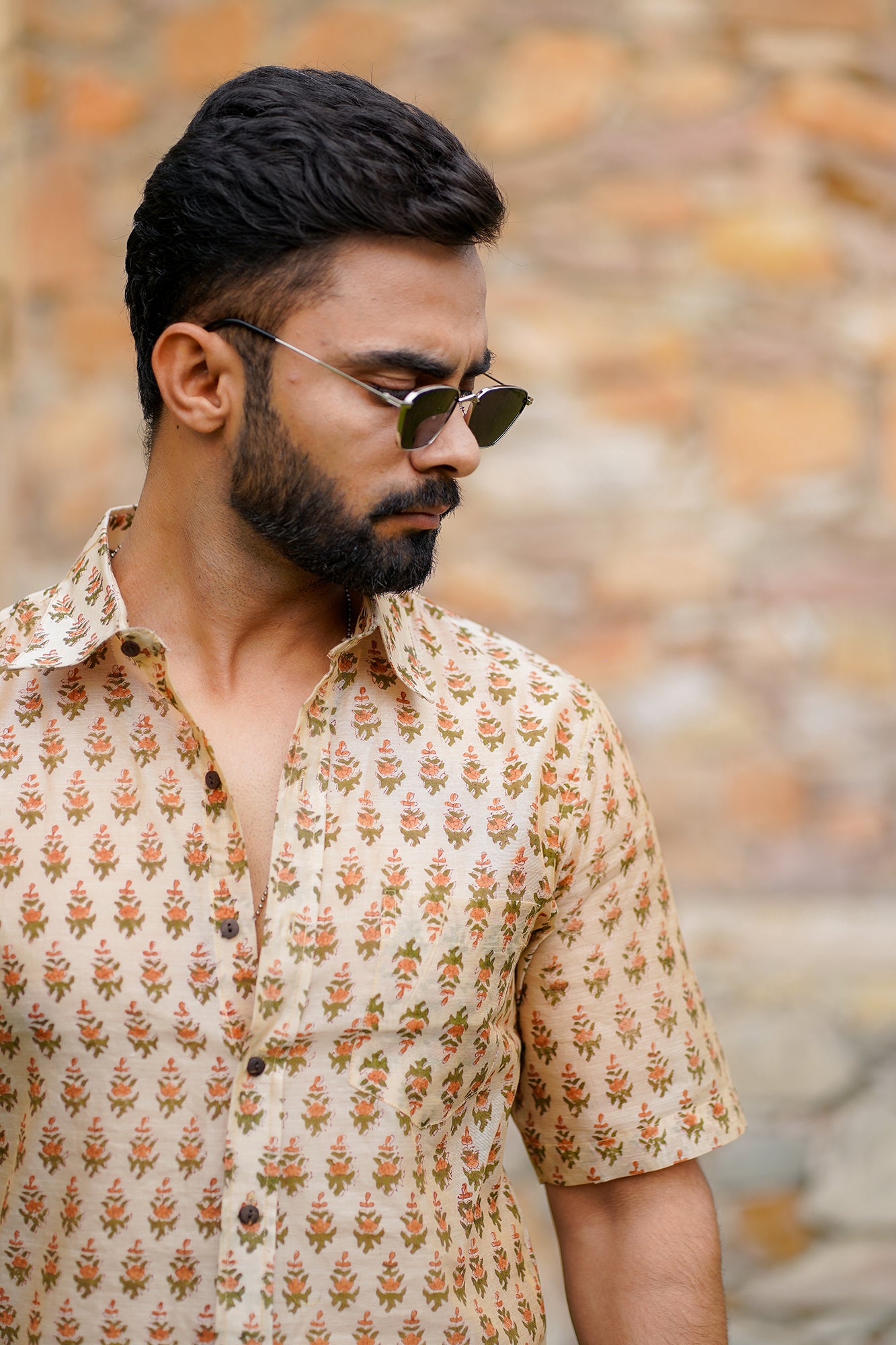 Hand Block Printed Chanderi Men Shirt