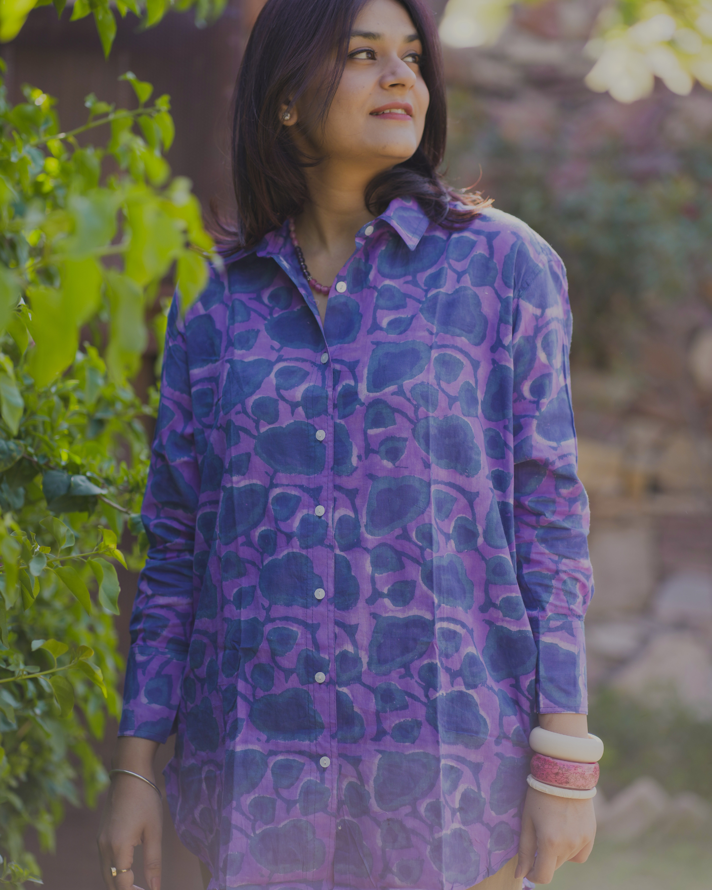 IRIS HAND BLOCK PRINTED OVERSIZE SHIRT