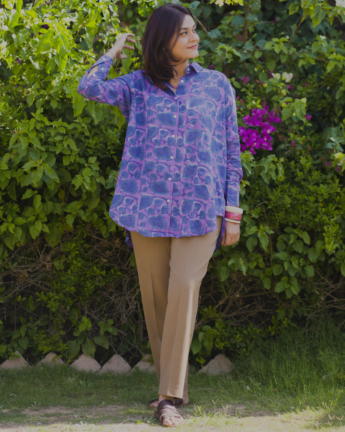 IRIS HAND BLOCK PRINTED OVERSIZE SHIRT