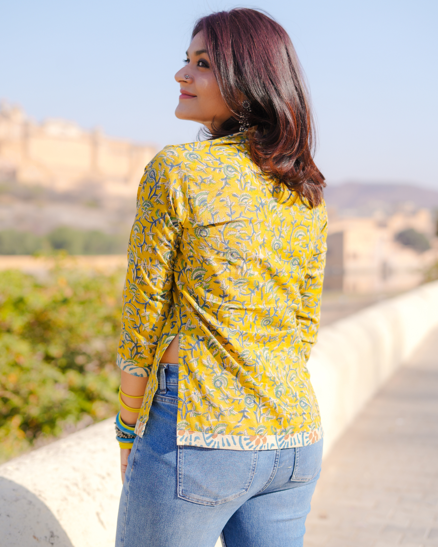 LILY IN THE SUN HAND BLOCK PRINTED TOP WITH SIDE SLITS