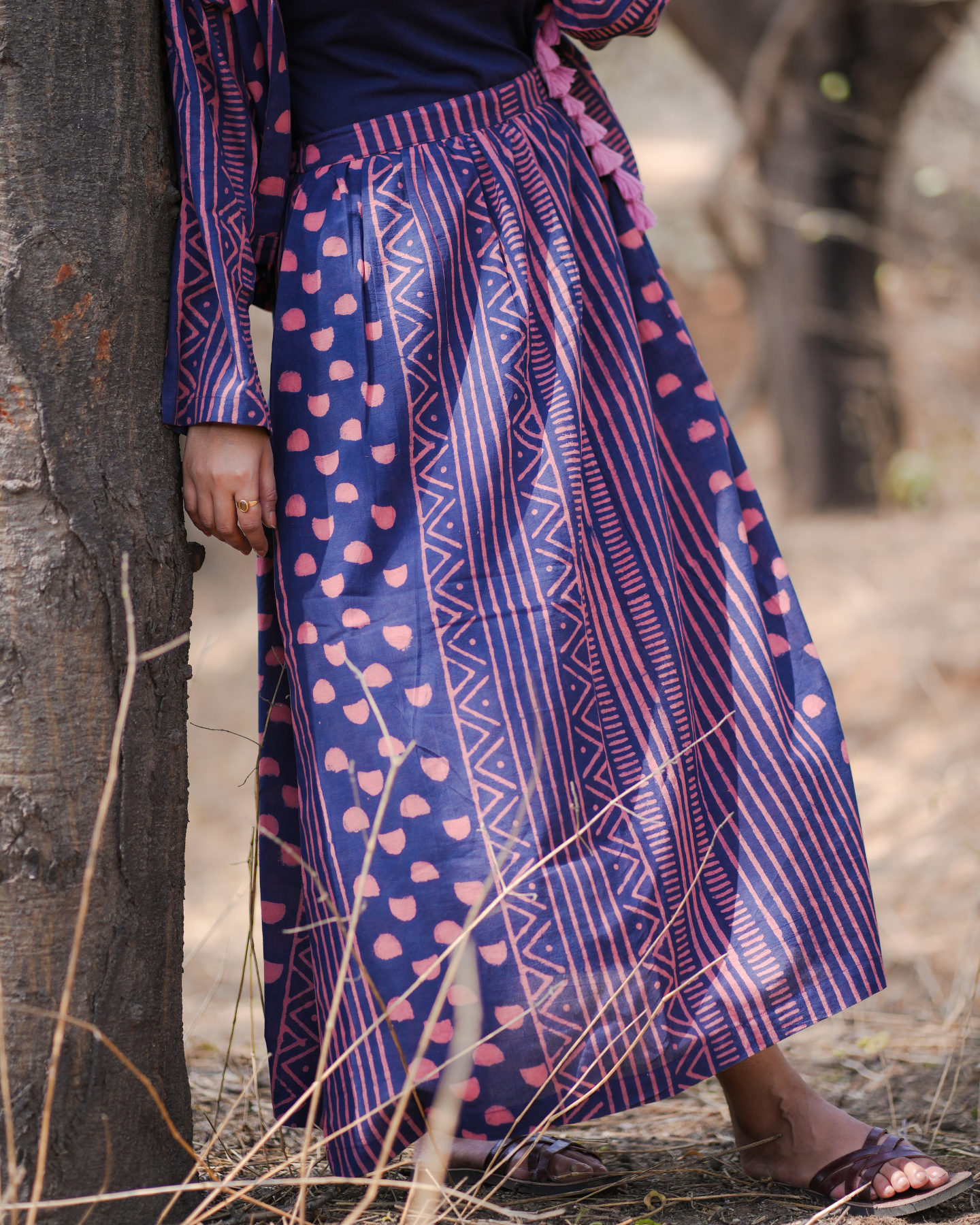 MURAL OF THE YORE HAND BLOCK PRINTED FLARED SKIRT