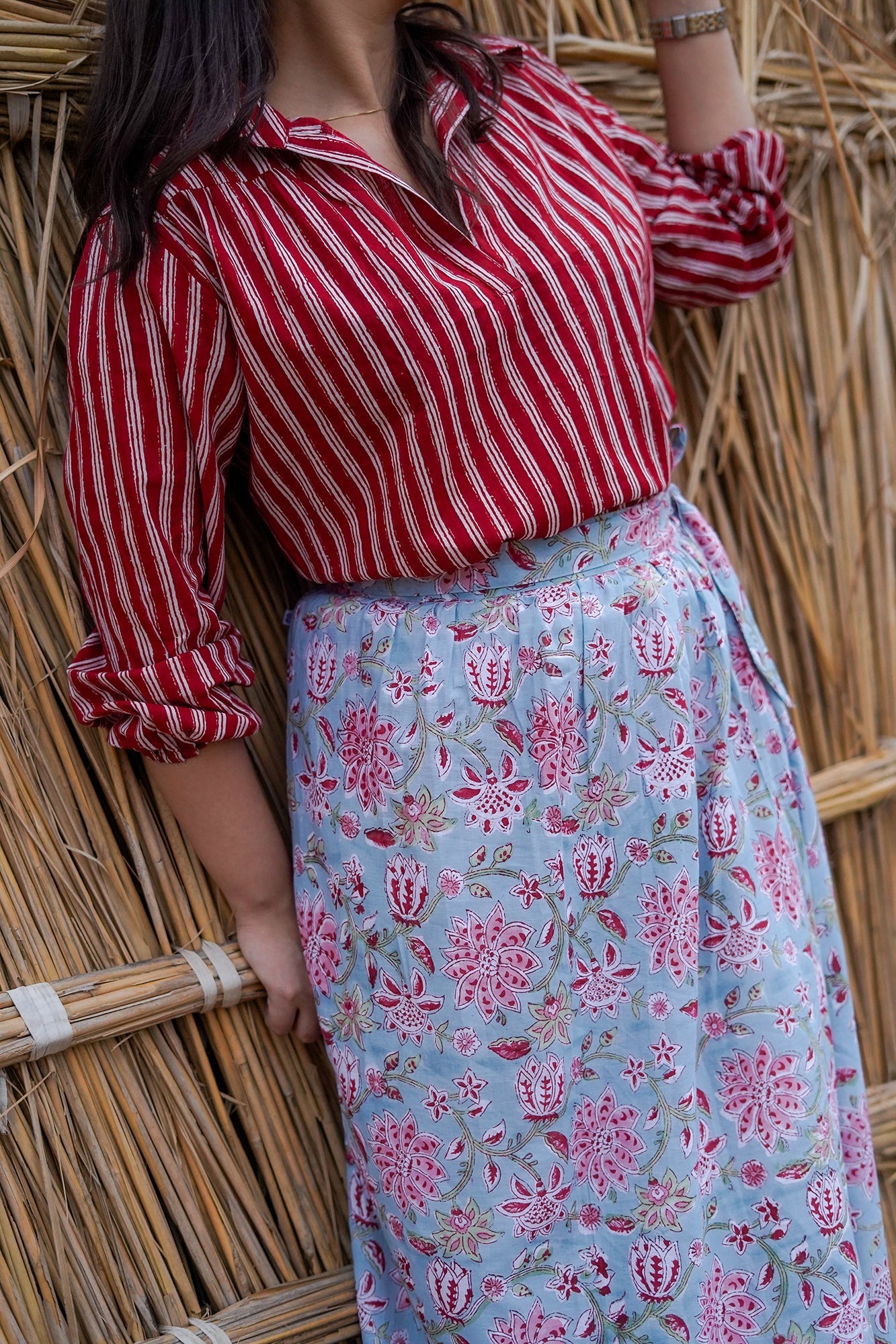 Hand Block Printed Collared Top