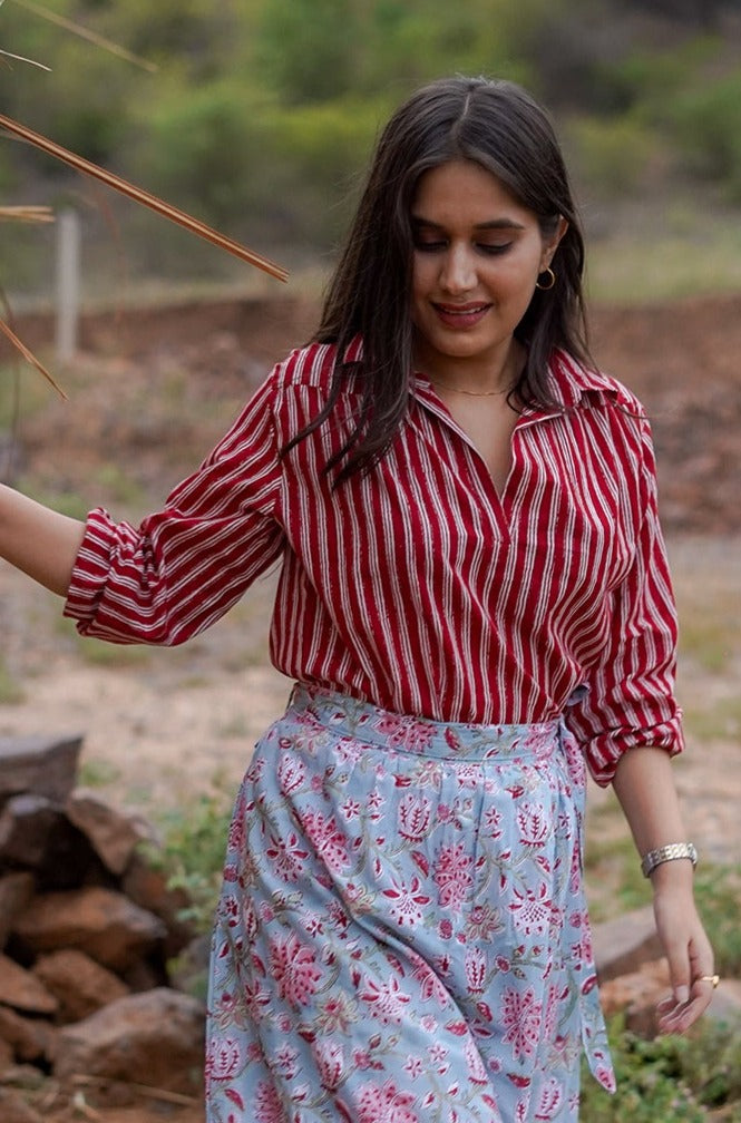 Hand Block Printed Collared Top