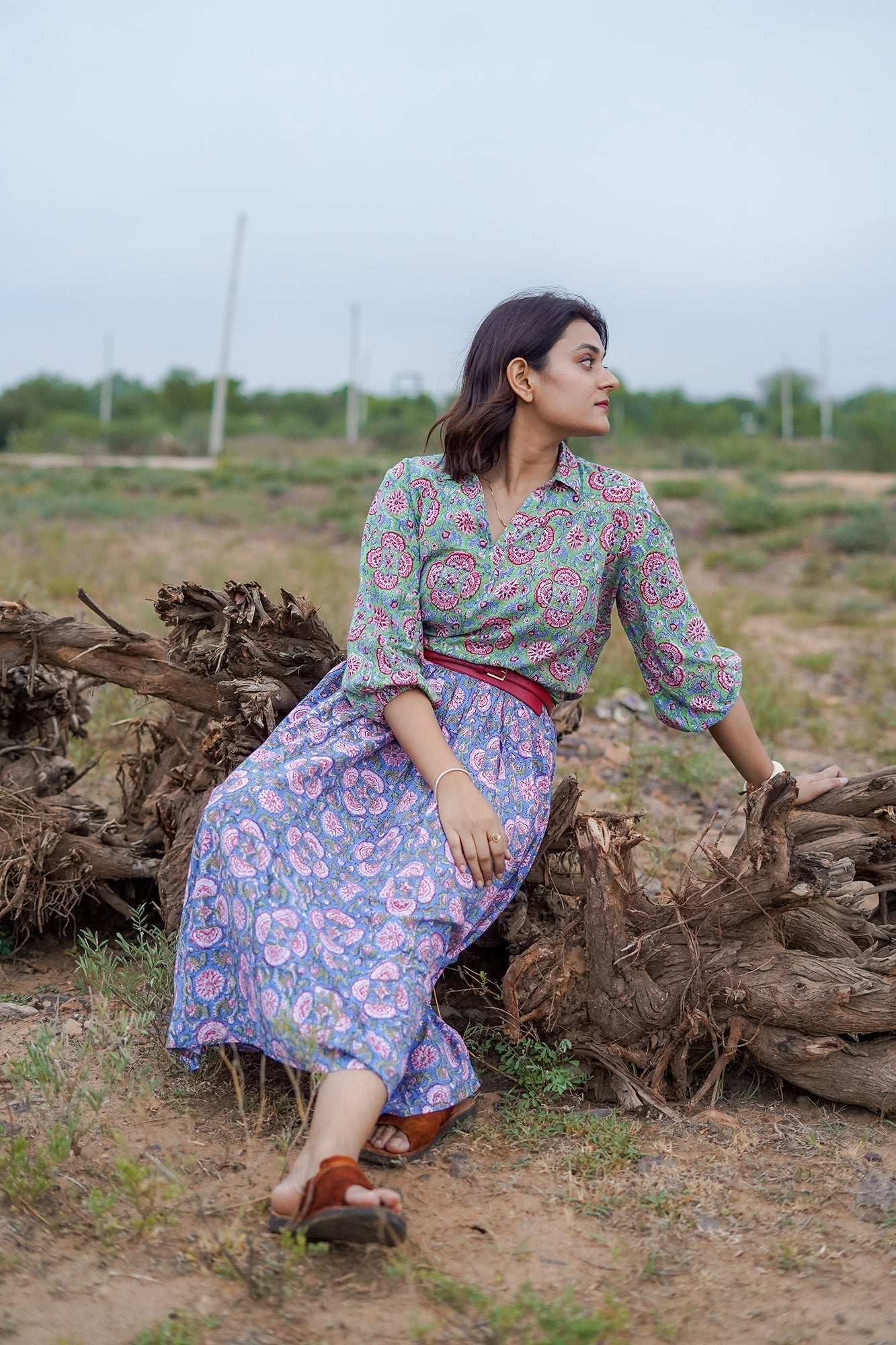 Hand Block Printed Collared Top