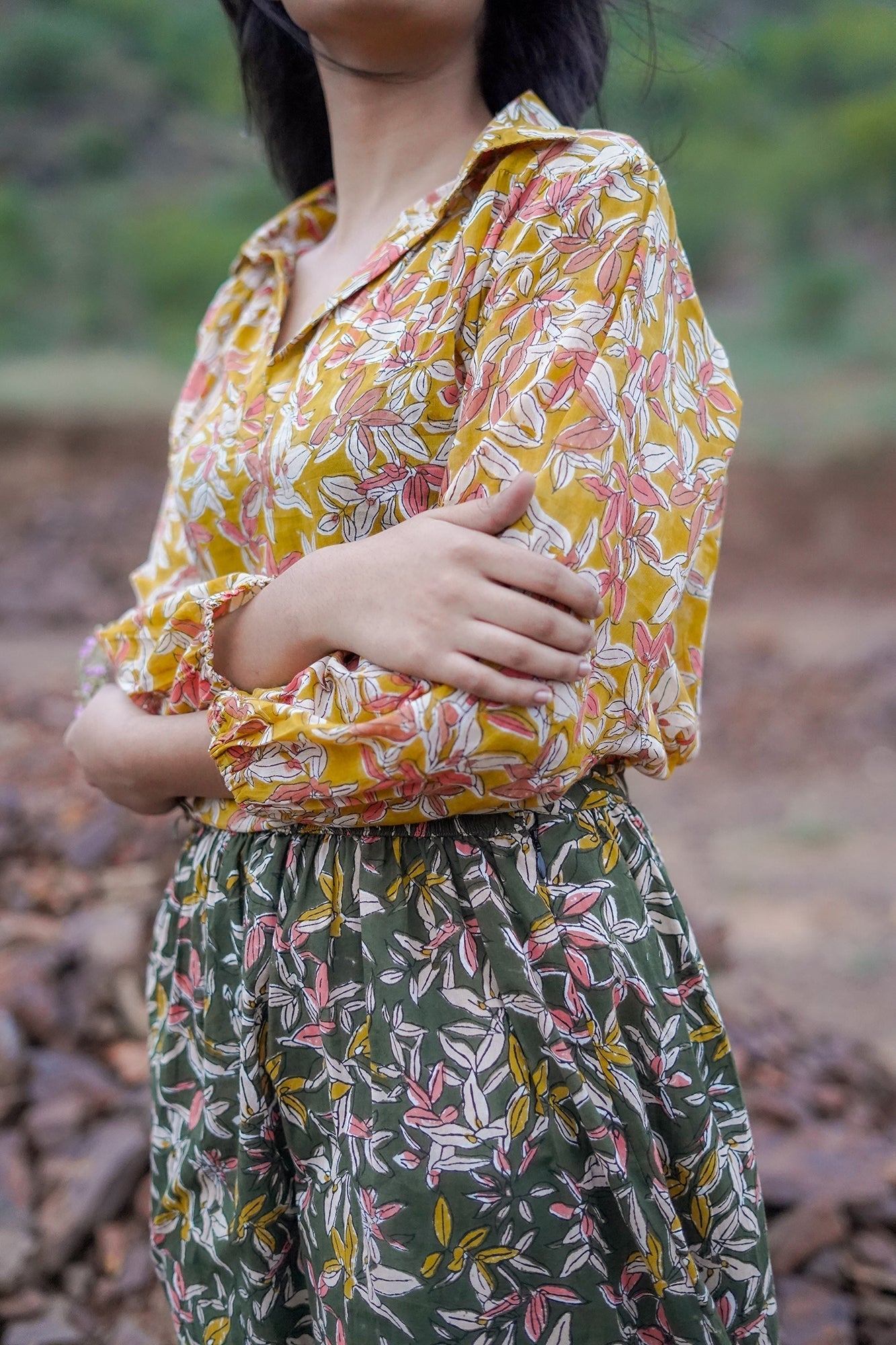 Hand Block Printed Collared Top