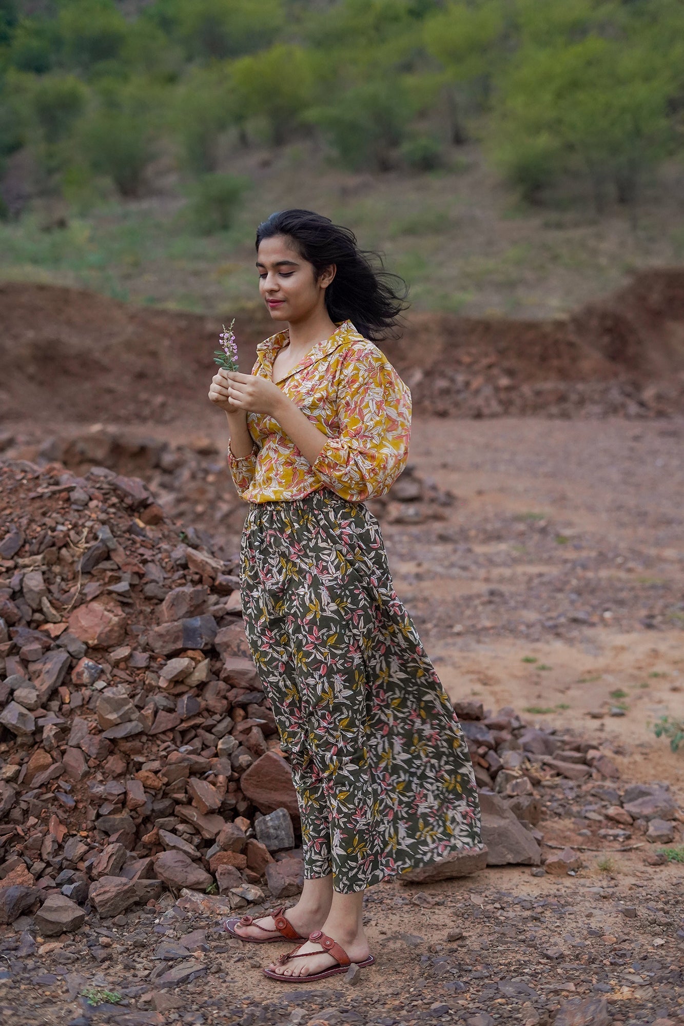 Hand Block Printed Collared Top