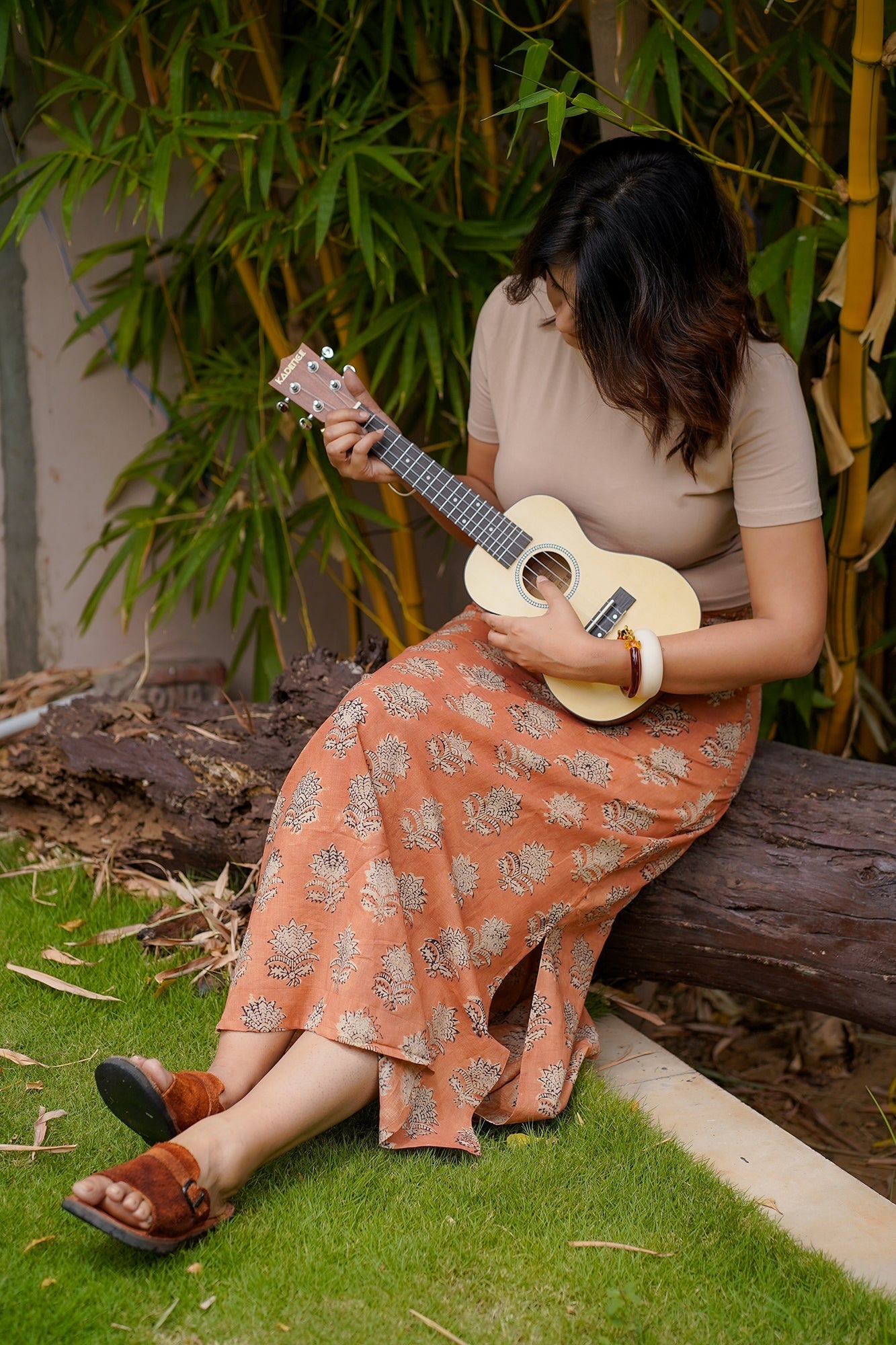 Hand Block Printed Skirt with Slit