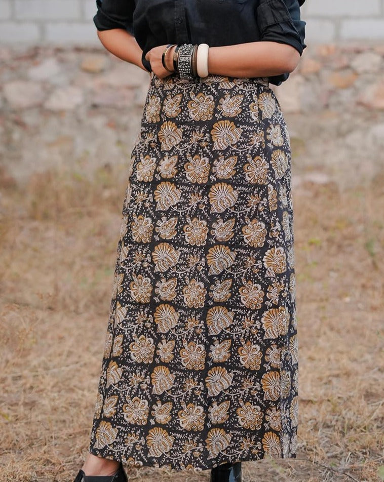 WOMEN HAND BLOCK PRINTED SKIRT WITH SLIT